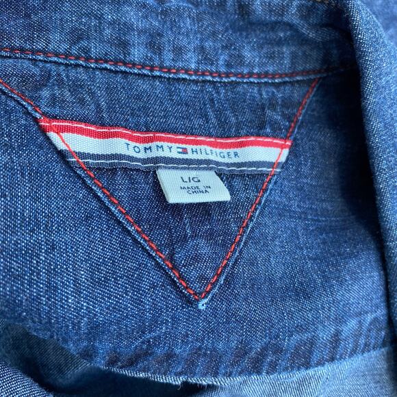 Tommy Hilfiger Women Long Sleeves Collared Button Front Denim Shirt Size L - Picture 5 of 5